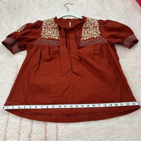 Free People Dreaming About You Baby Doll Blouse Embroidered Boho Size Small - Picture 10 of 13